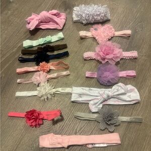 Child of Mine Pink and Gray Baby 15 Headbands Set